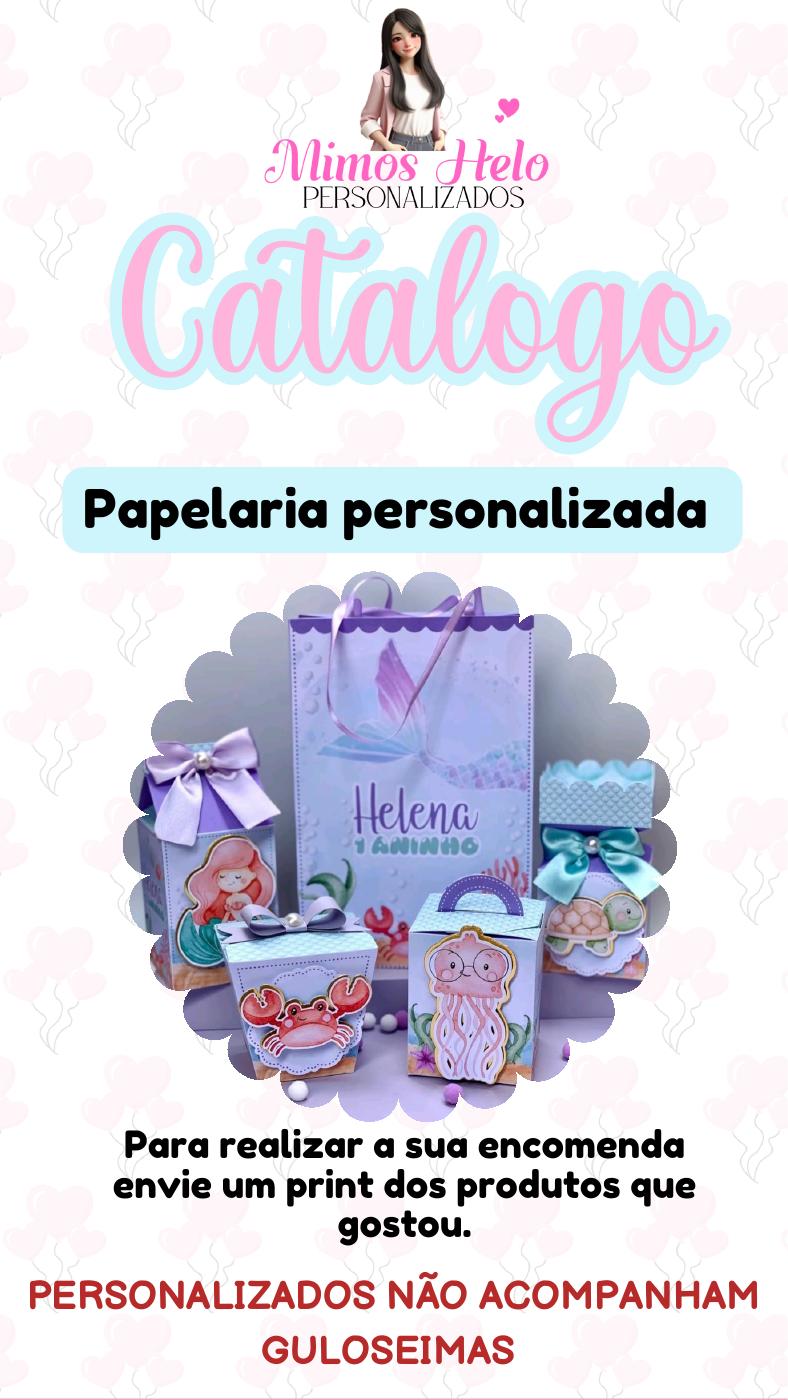 Capa do catálogo de papelaria personalizada para festas